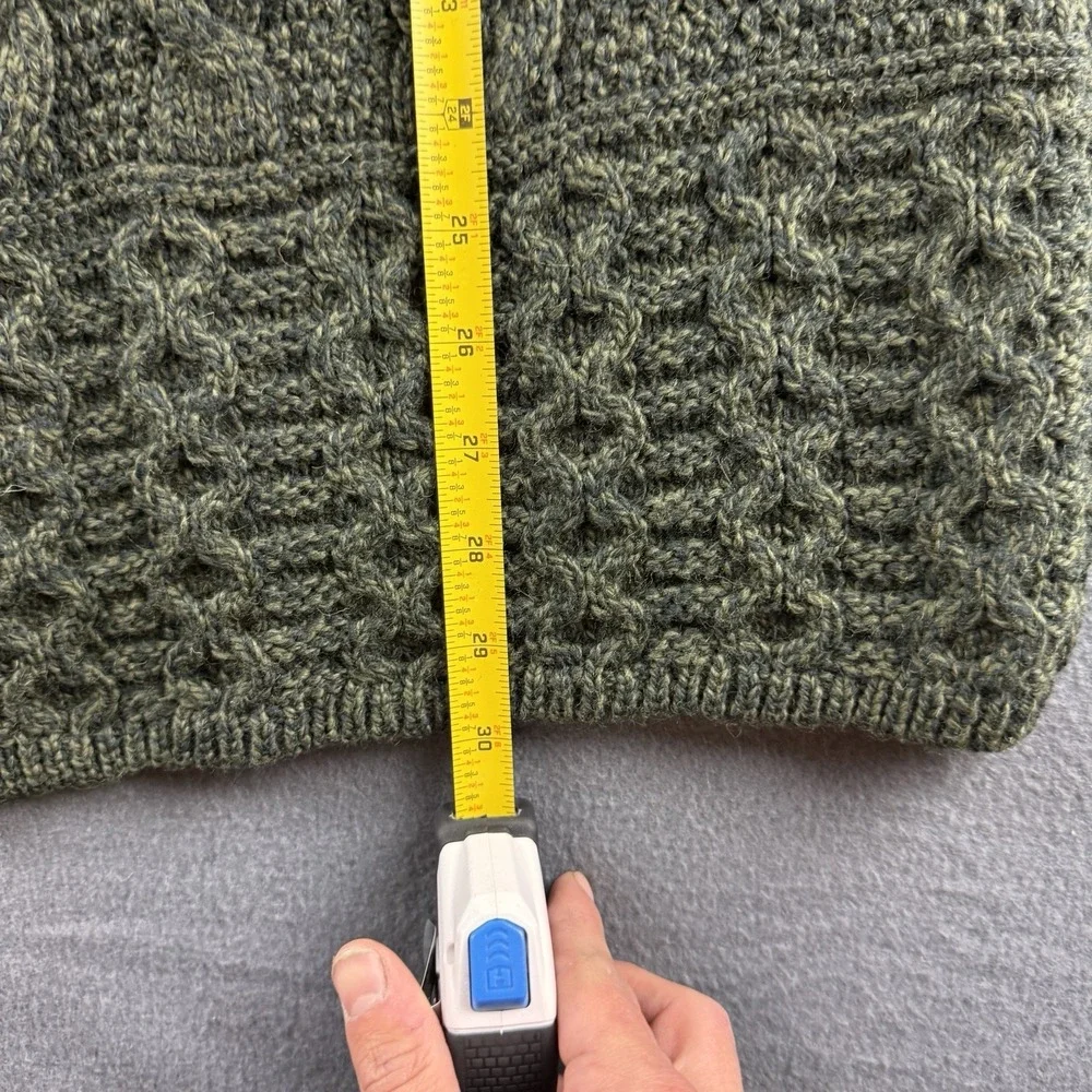 Aran Crafts Hoodie Women's 2XL Green Merino Wool Fisherman Cable Knit Full Zip - Picture 10 of 10